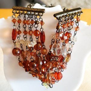 6" Gunmetal Multi-Strand Plastic Bead Bracelet